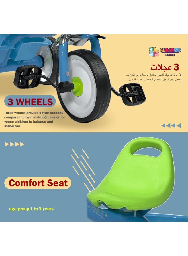 AL BADER Kids Balance Bike, 3 Wheel Bike With Rear Basket, Toddler Balance Bike For 1.5-4 Years, Kids Balance Trike With Bell, Blue - Image 5